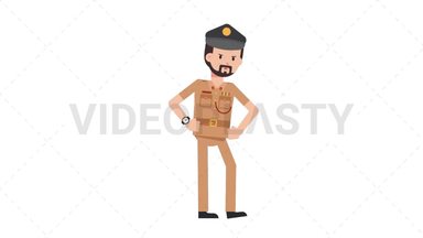 Arab Policeman Waiting Stock Animation