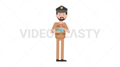 Arab Policeman Washing Hands Stock Animation