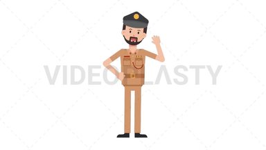 Arab Policeman Waving Stock Animation