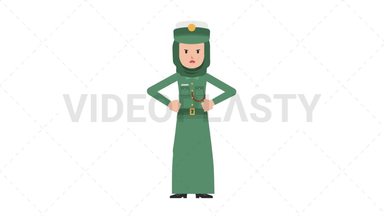 Arab Policewoman Angry Stock Animation