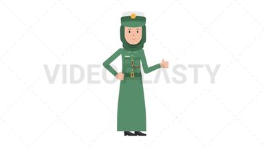 Arab Policewoman Approve Stock Animation