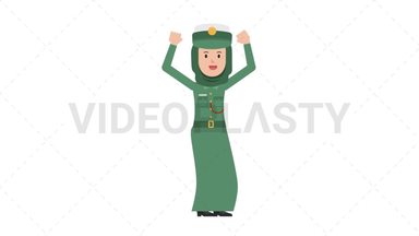 Arab Policewoman Cheer Stock Animation