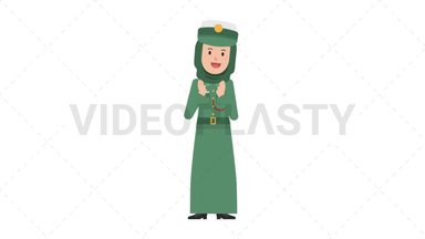 Arab Policewoman Clapping Stock Animation