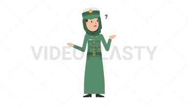 Arab Policewoman Confused Stock Animation