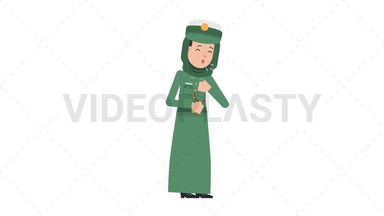 Arab Policewoman Coughing Stock Animation