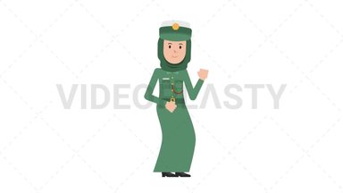 Arab Policewoman Dancing Stock Animation