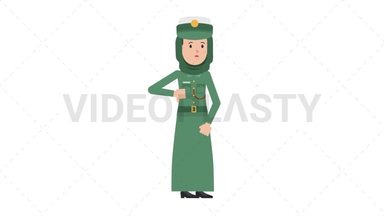 Arab Policewoman Disapprove Stock Animation