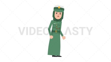 Arab Policewoman Dizzy Stock Animation