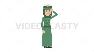 Arab Policewoman Fever Stock Animation