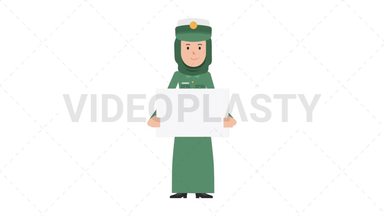 Arab Policewoman Holding Poster Stock Animation