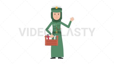 Arab Policewoman Holding Toolbox Stock Animation