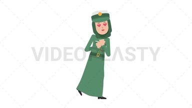 Arab Policewoman In Love Stock Animation