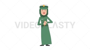 Arab Policewoman Laughing Stock Animation