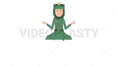 Arab Policewoman Meditating Stock Animation
