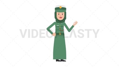 Arab Policewoman Ok Stock Animation