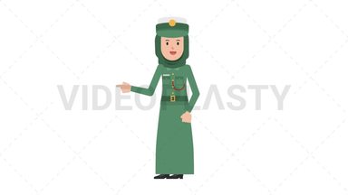 Arab Policewoman Pointing Left Stock Animation