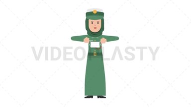Arab Policewoman Putting on Face Mask Stock Animation