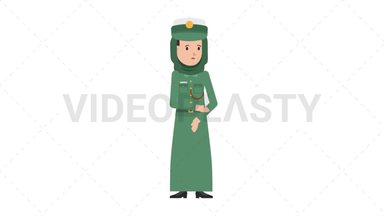 Arab Policewoman Sad Stock Animation
