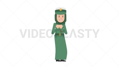 Arab Policewoman Scared Stock Animation