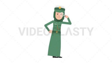 Arab Policewoman Searching with a Magnifying Glass Stock Animation