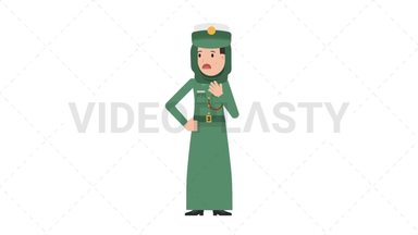 Arab Policewoman Shortness of Breath Stock Animation