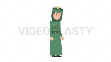 Arab Policewoman Sleepy Stock Animation