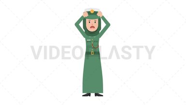 Arab Policewoman Stressed Stock Animation