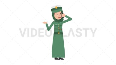 Arab Policewoman Talking on the Phone Angry Stock Animation