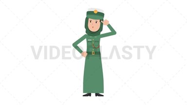Arab Policewoman Thinking Stock Animation