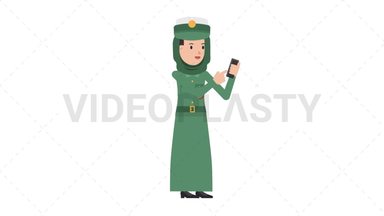 Arab Policewoman Using Phone Stock Animation