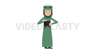 Arab Policewoman Using Tablet Sad Stock Animation
