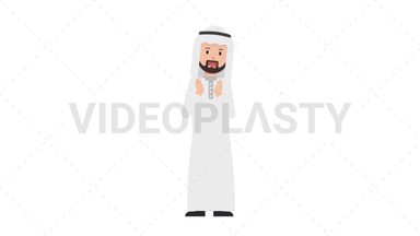 Arab Traditional Man Clapping Stock Animation