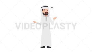Arab Traditional Man Confused Stock Animation