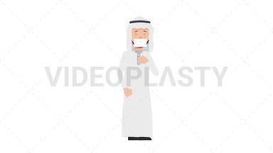 Arab Traditional Man Coughing Face Mask Stock Animation