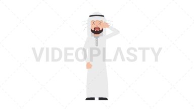 Arab Traditional Man Crying Stock Animation