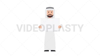 Arab Traditional Man Holding Poster Stock Animation