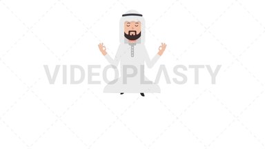 Arab Traditional Man Meditating Stock Animation