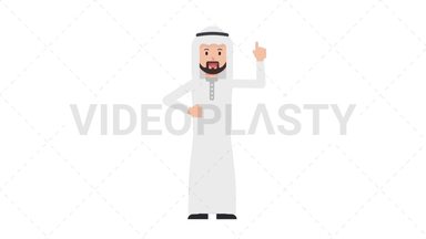 Arab Traditional Man Pointing Above Stock Animation