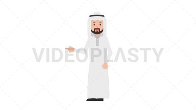 Arab Traditional Man Pointing Left Stock Animation