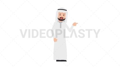 Arab Traditional Man Pointing Right Stock Animation