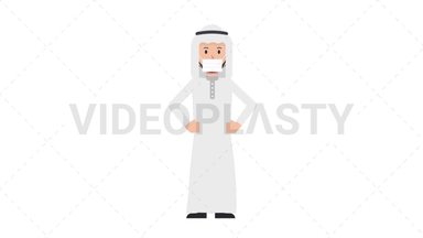 Arab Traditional Man Putting on Face Mask Stock Animation