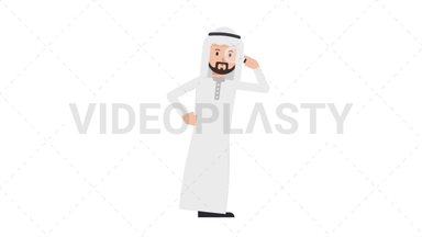 Arab Traditional Man Searching with a Magnifying Glass Stock Animation