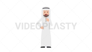 Arab Traditional Man Shortness of Breath Stock Animation