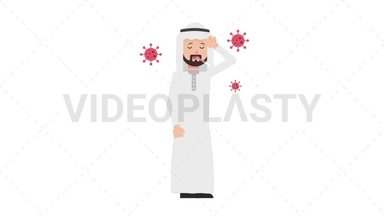 Arab Traditional Man Sick with Covid Stock Animation
