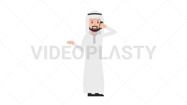 Arab Traditional Man Talking on Phone Happy Stock Animation