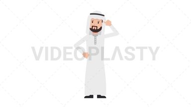 Arab Traditional Man Thinking Stock Animation