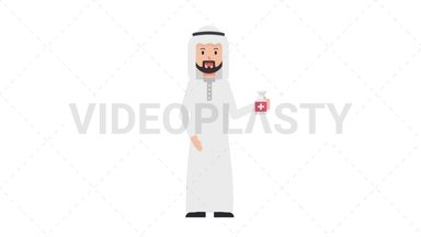Arab Traditional Man Using Disinfectant Spray Stock Animation