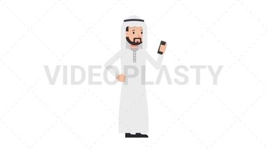 Arab Traditional Man Using Phone Happy Stock Animation