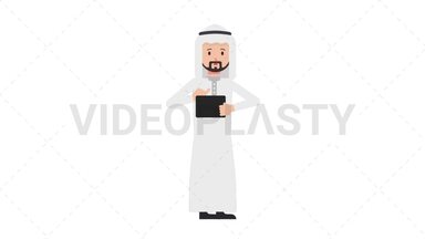 Arab Traditional Man Using Tablet Sad Stock Animation