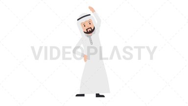 Arab Traditional Man Warmup Exercise Stock Animation